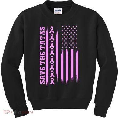 American Flag Save The Tatas Kids Sweatshirt