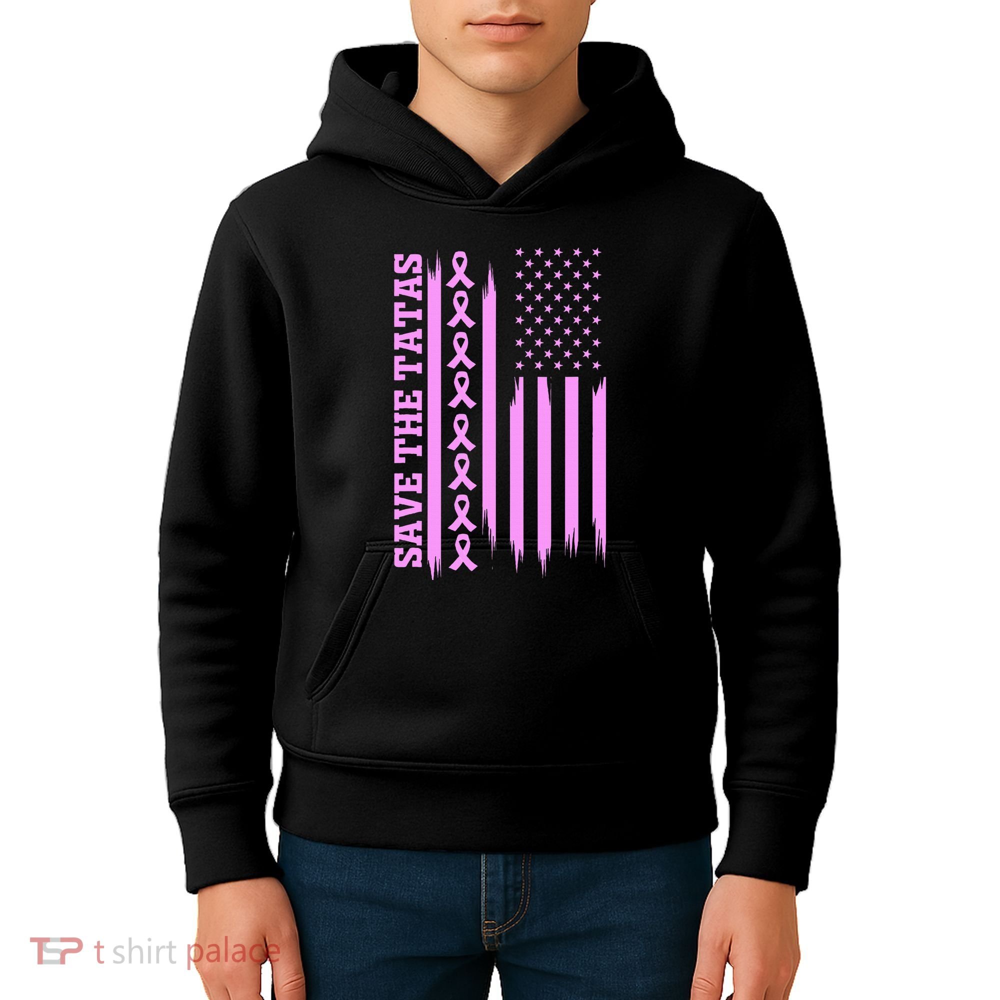 American Flag Save The Tatas Kids Hoodie