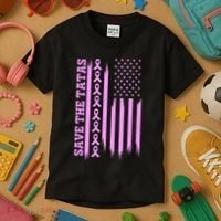 American Flag Save The Tatas Kids T-Shirt thumb 3