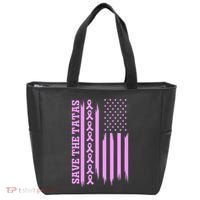 American Flag Save The Tatas Tote Bag thumb 0