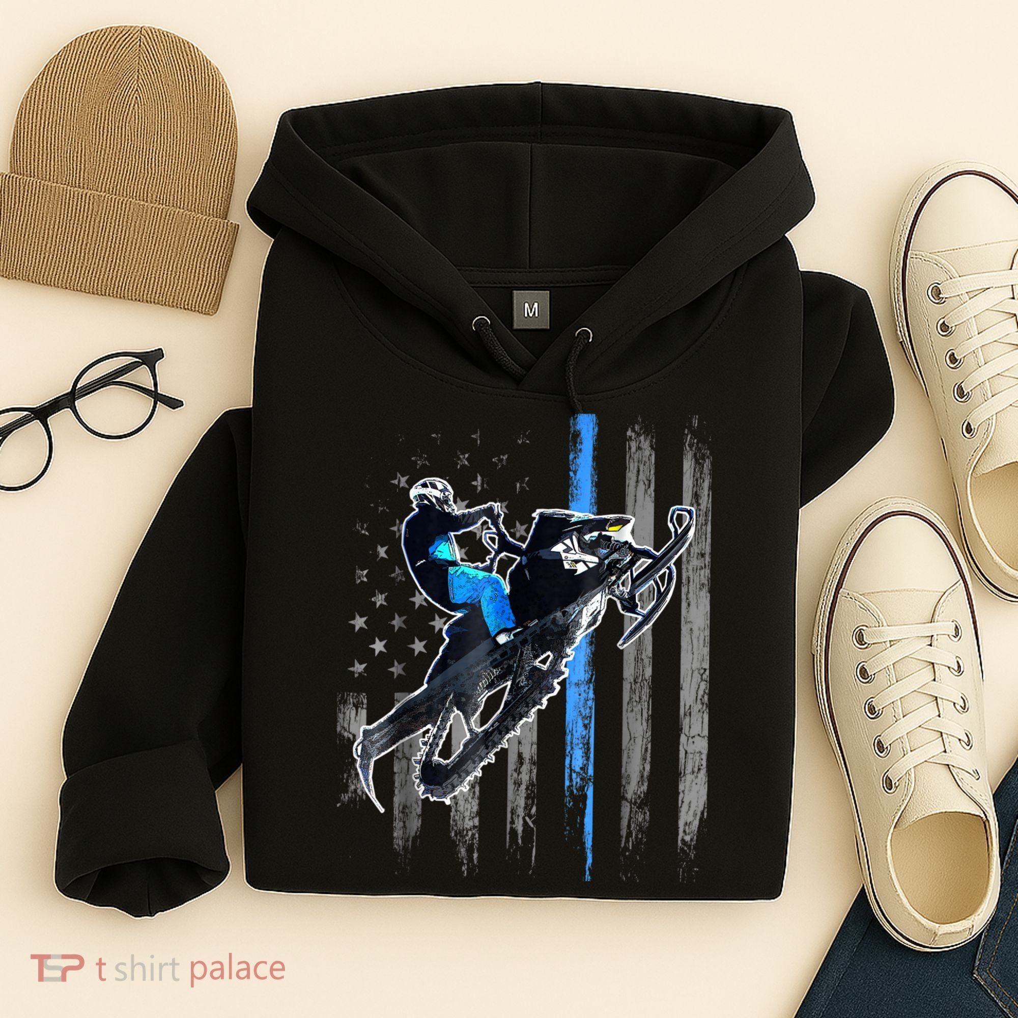 American Flag Snowmobile Shirt Men Snowmobile Riding Gift Hoodie