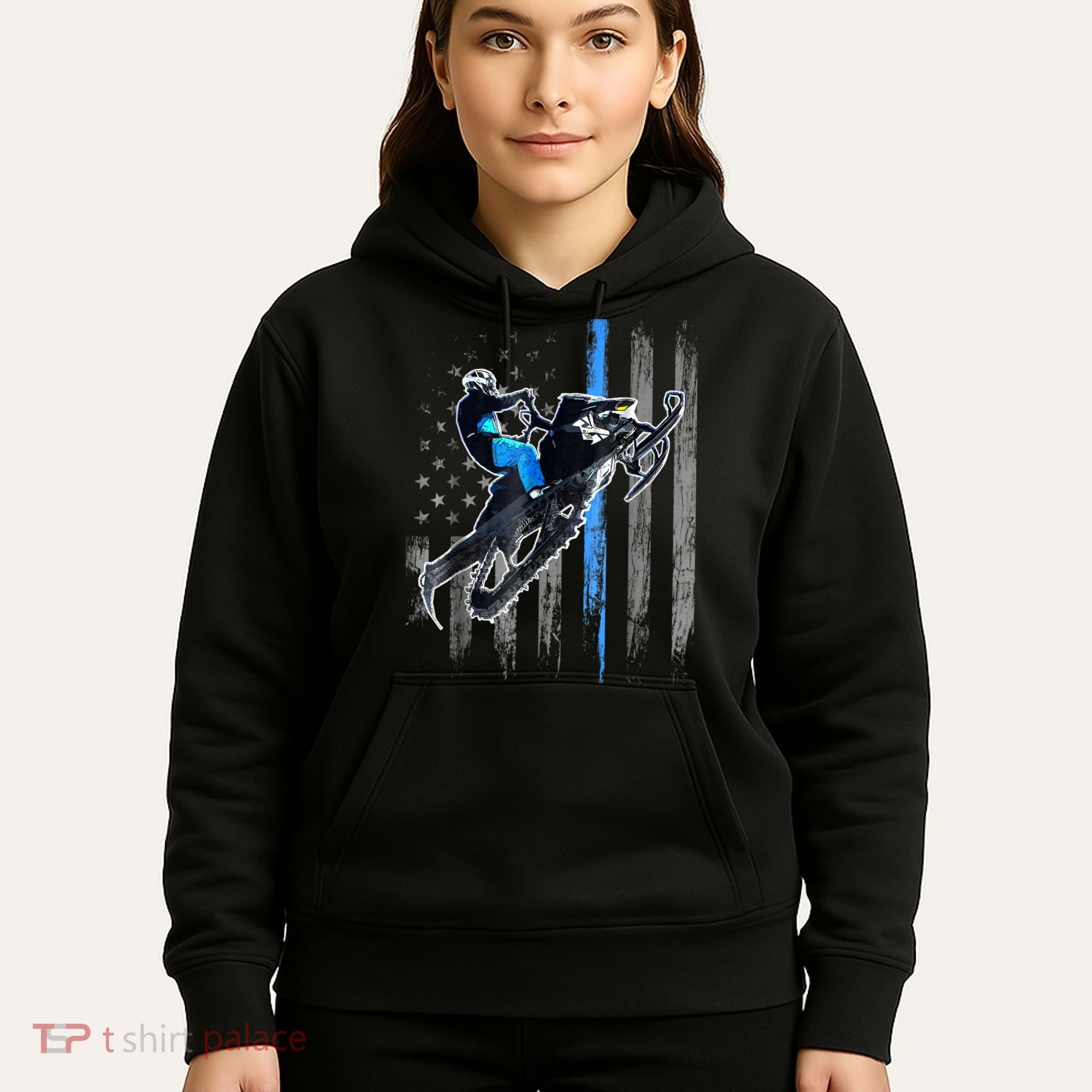 American Flag Snowmobile Shirt Men Snowmobile Riding Gift Hoodie