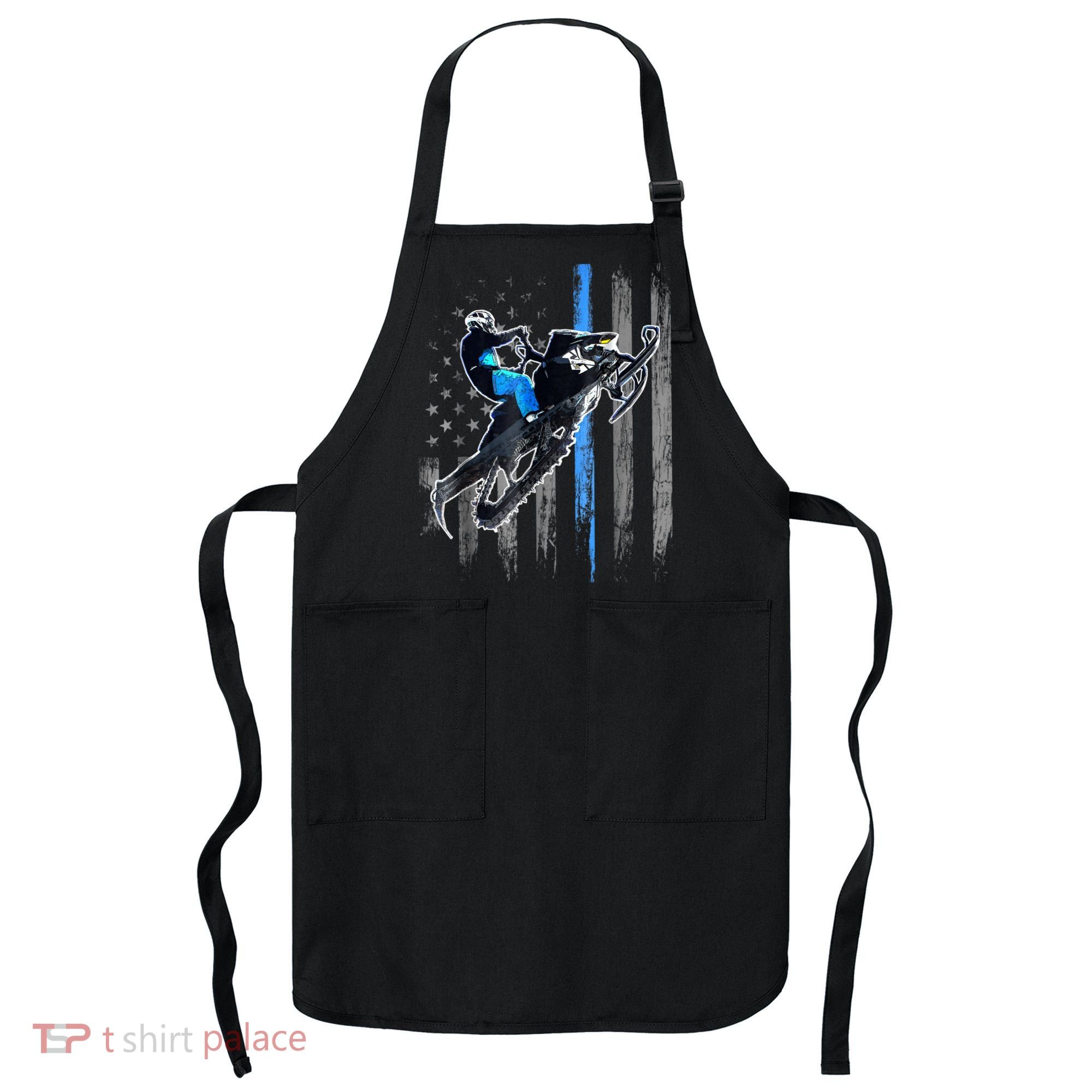 American Flag Snowmobile Shirt Men Snowmobile Riding Gift Apron