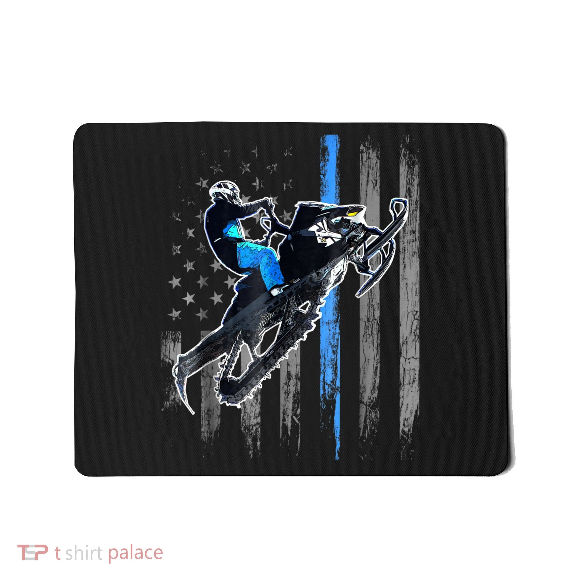 American Flag Snowmobile Shirt Men Snowmobile Riding Gift Mousepad