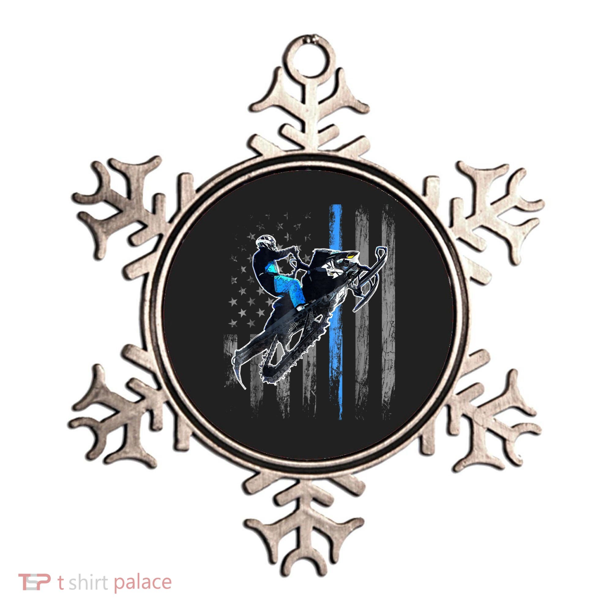 American Flag Snowmobile Shirt Men Snowmobile Riding Gift Ornament