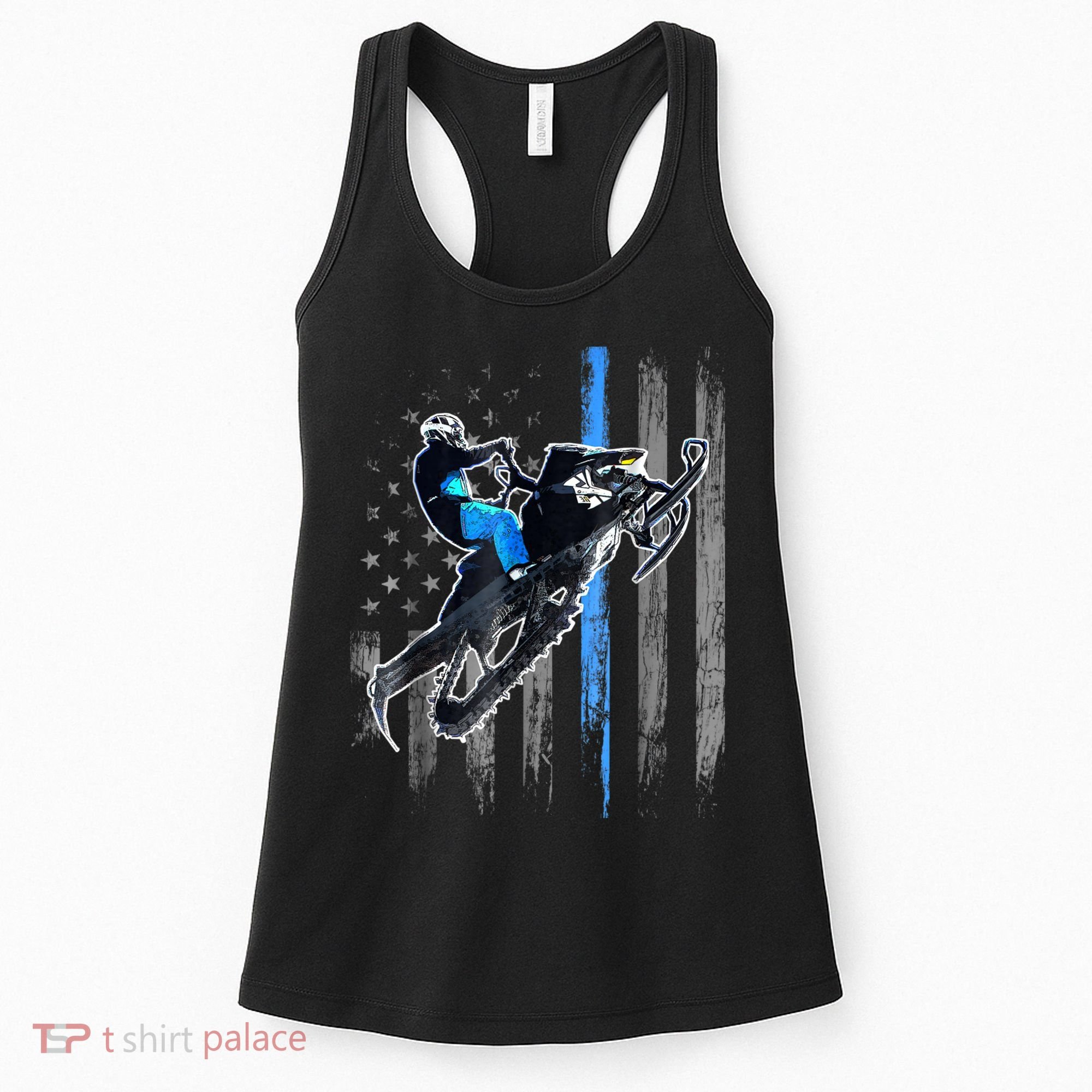 American Flag Snowmobile Shirt Men Snowmobile Riding Gift Women's Tank Top