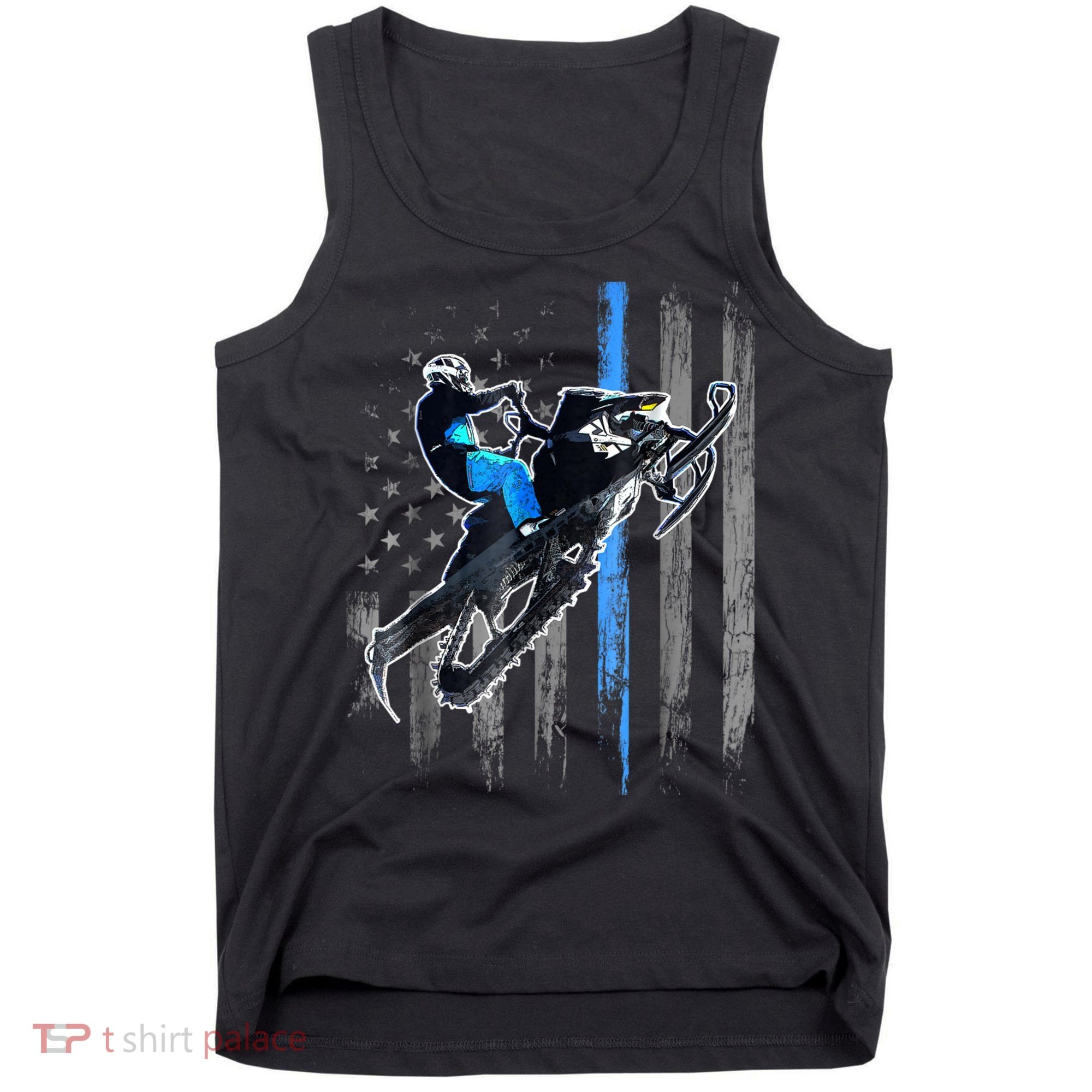 American Flag Snowmobile Shirt Men Snowmobile Riding Gift Tank Top