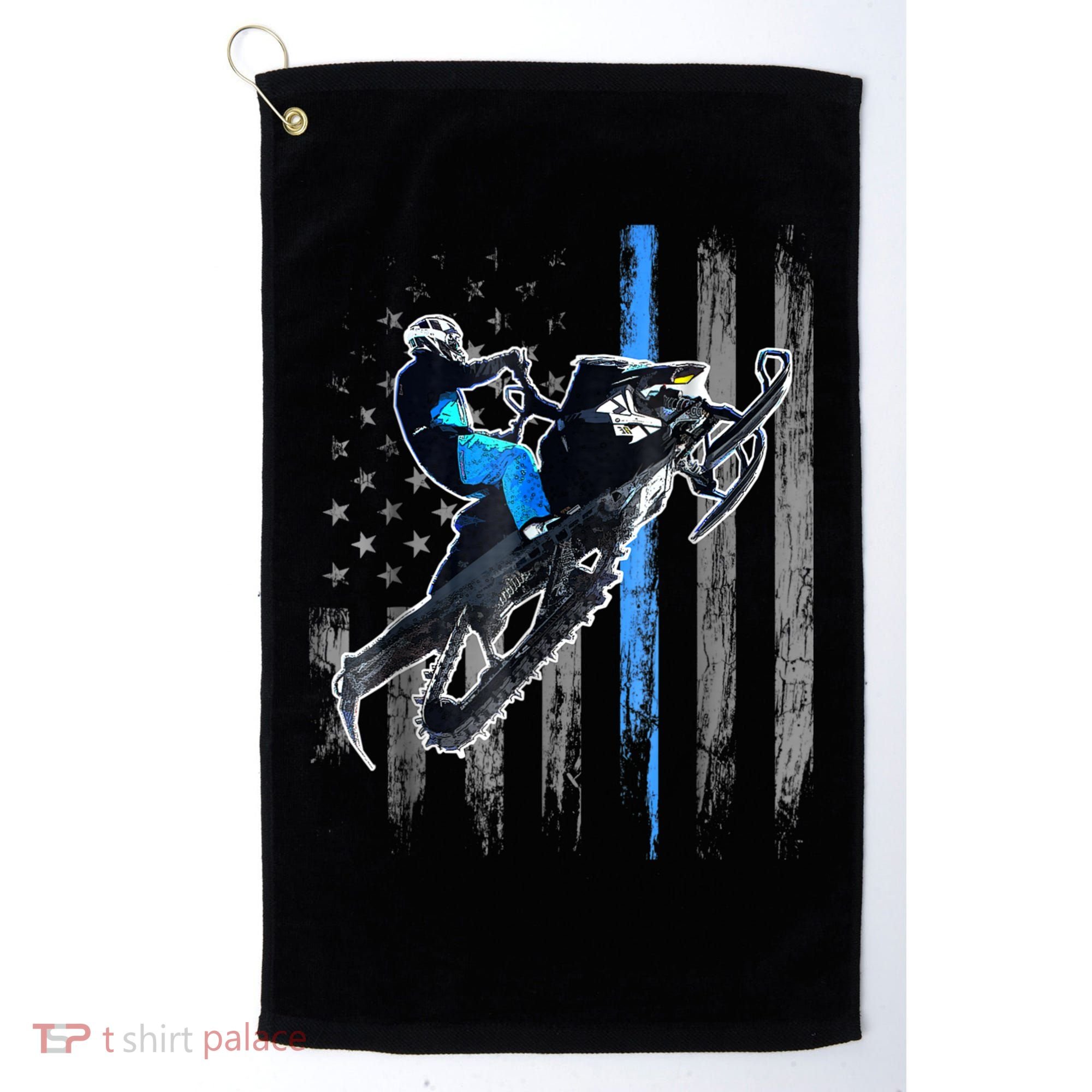 American Flag Snowmobile Shirt Men Snowmobile Riding Gift Golf Towel