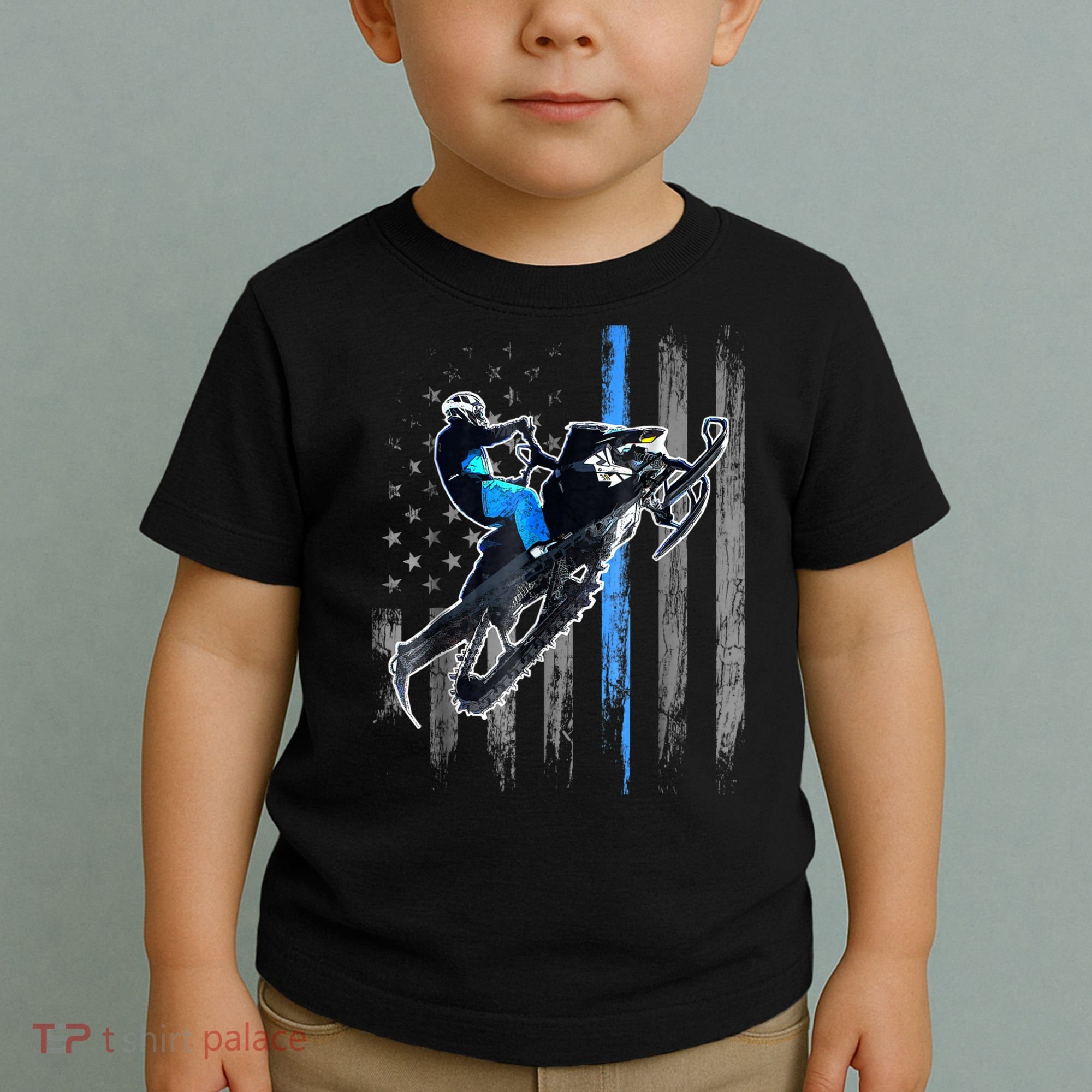 American Flag Snowmobile Shirt Men Snowmobile Riding Gift Toddler T-Shirt