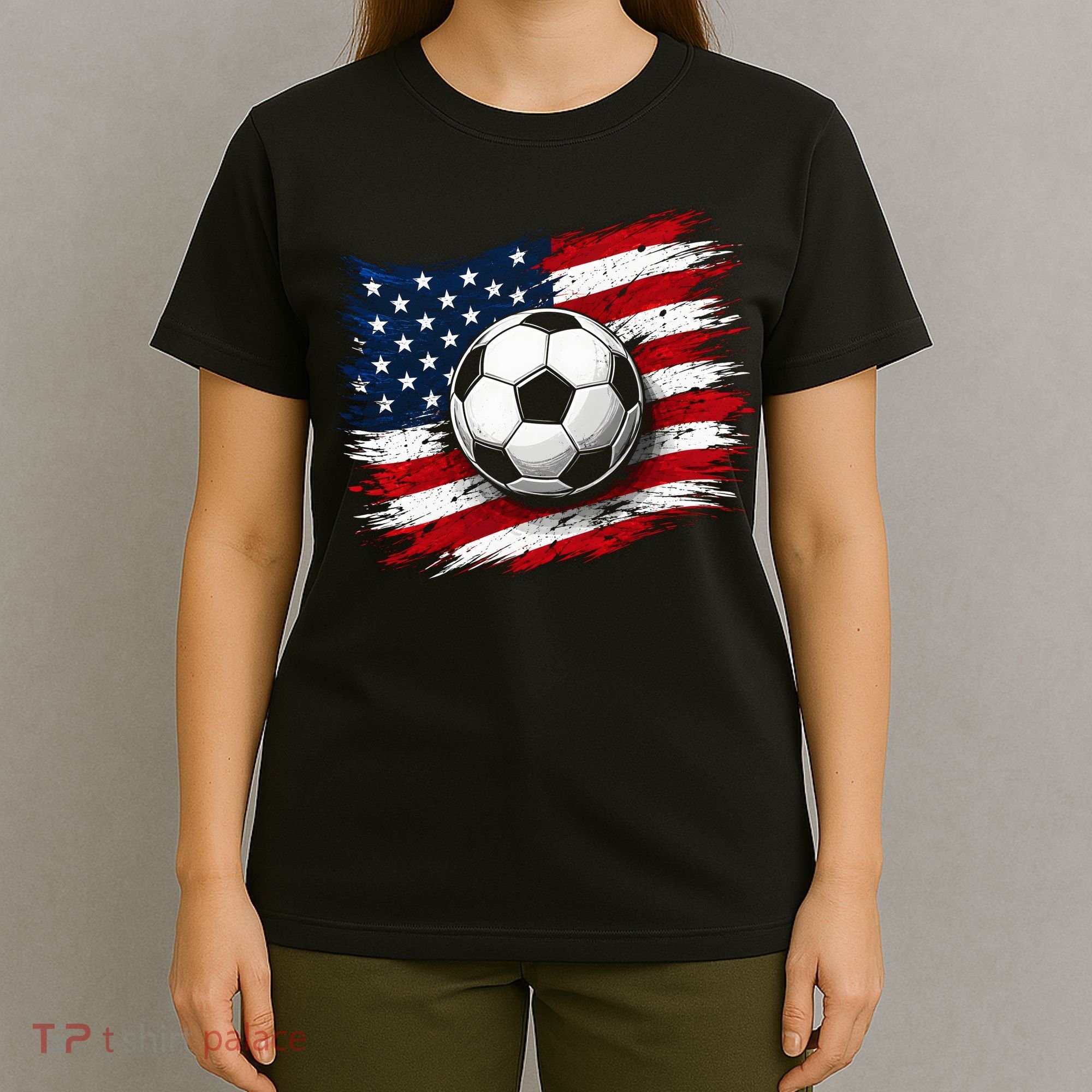 American Flag Soccer Ball USA T-Shirt