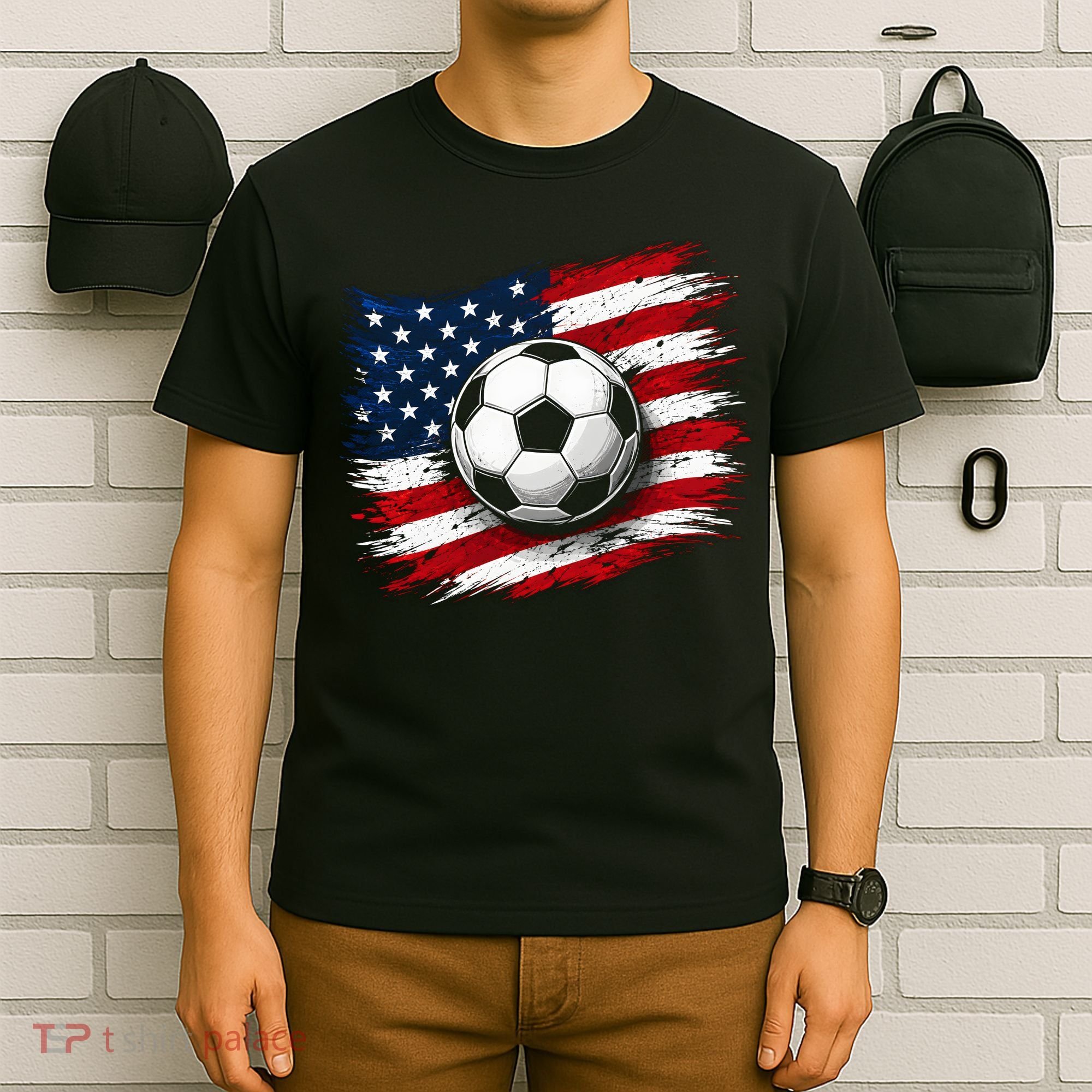 American Flag Soccer Ball USA T-Shirt