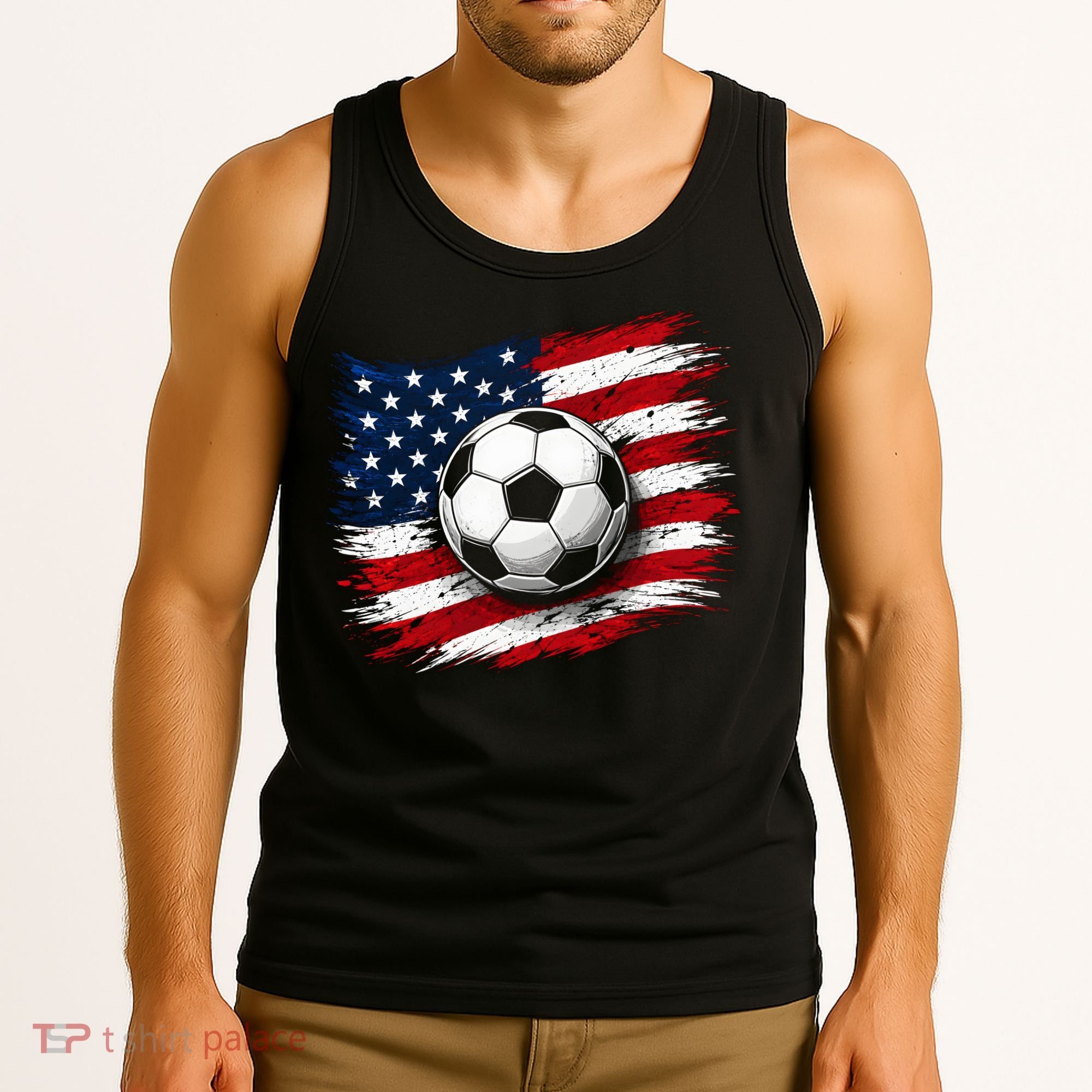 American Flag Soccer Ball USA Tank Top
