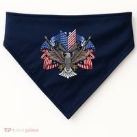 American Flag Shield 4th Of July USA Eagle Patriotic USA-Made Doggie Bandana thumb 0