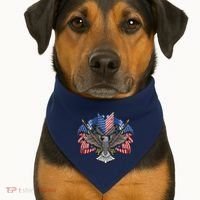 American Flag Shield 4th Of July USA Eagle Patriotic USA-Made Doggie Bandana thumb 1