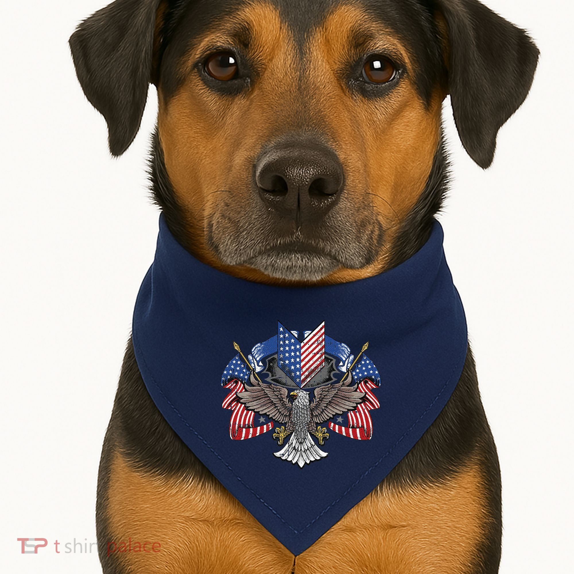 American Flag Shield 4th Of July USA Eagle Patriotic USA-Made Doggie Bandana