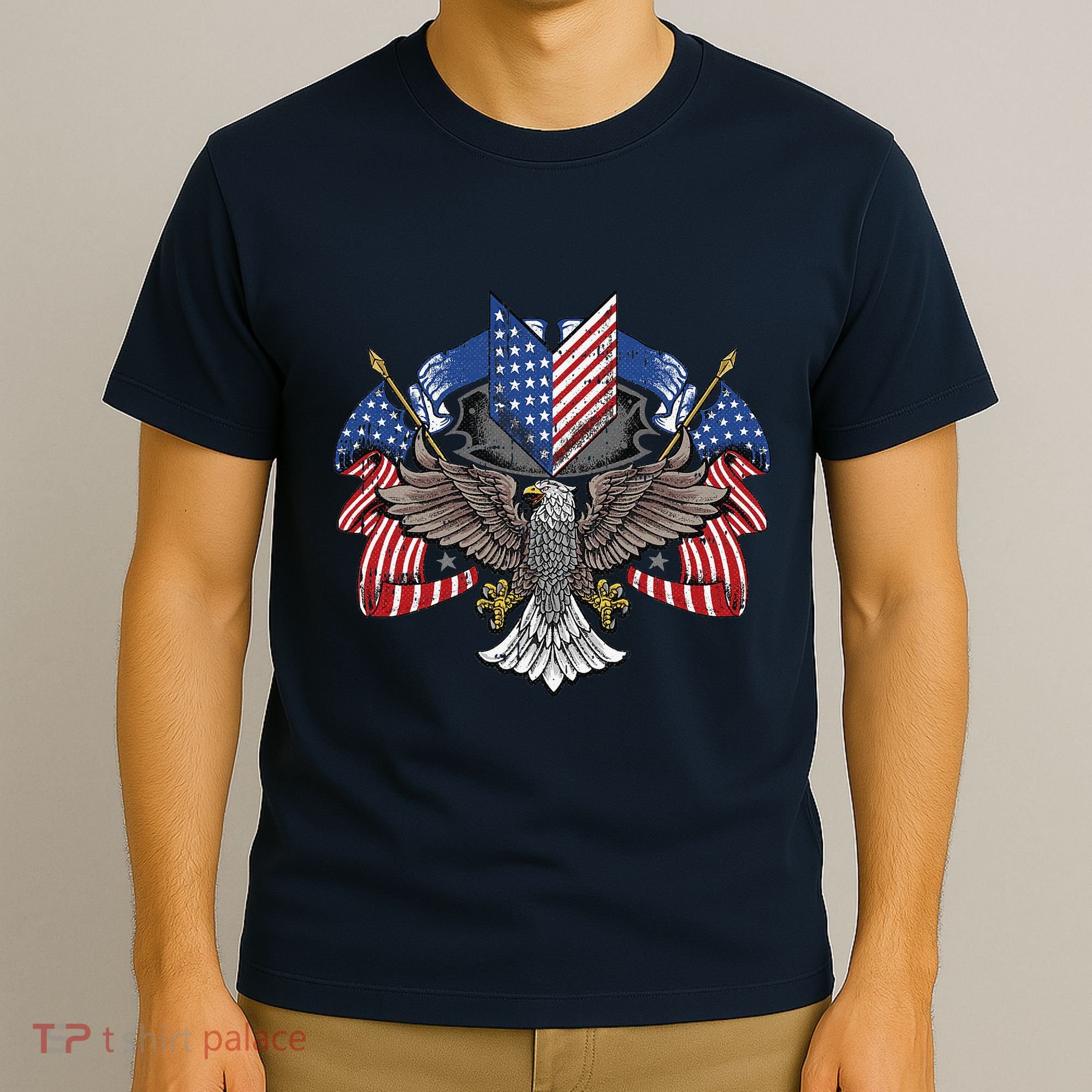American Flag Shield 4th Of July USA Eagle Patriotic T-Shirt