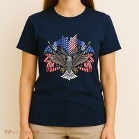 American Flag Shield 4th Of July USA Eagle Patriotic T-Shirt thumb 4