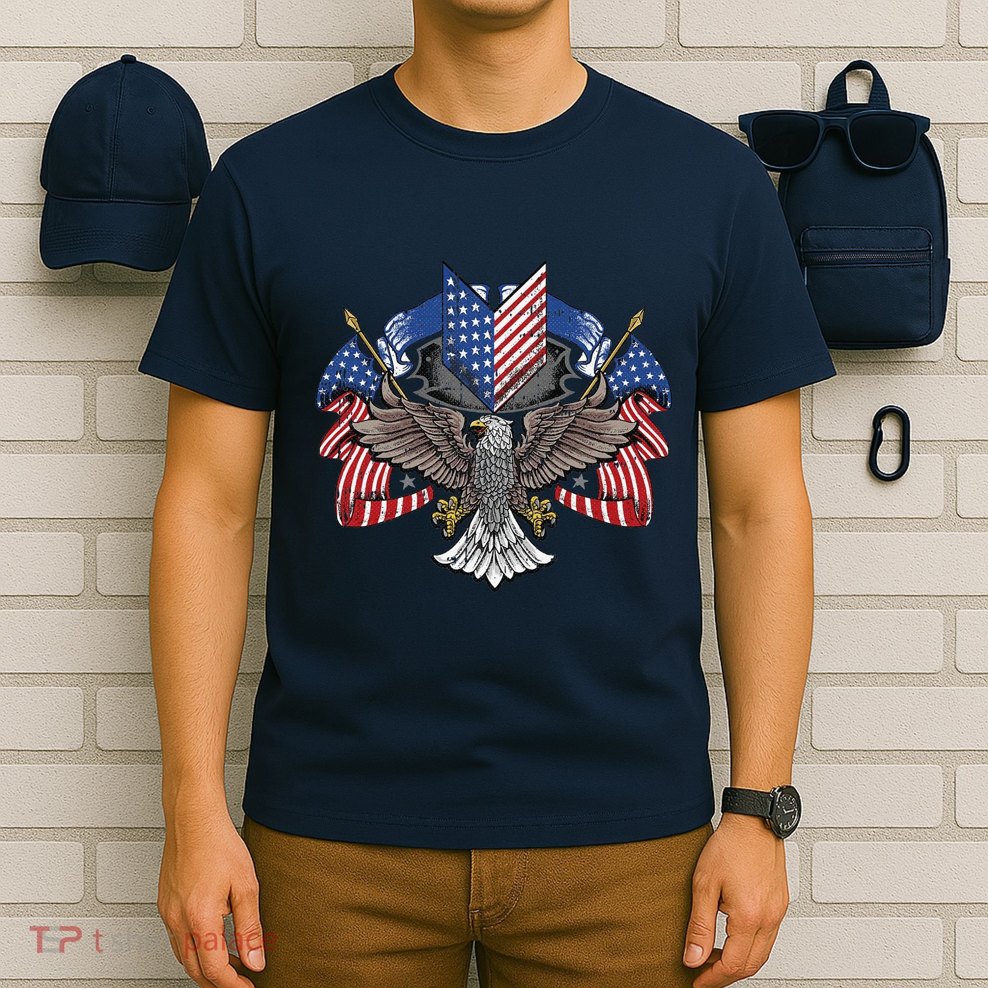 American Flag Shield 4th Of July USA Eagle Patriotic T-Shirt