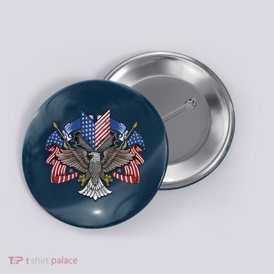 American Flag Shield 4th Of July USA Eagle Patriotic Button