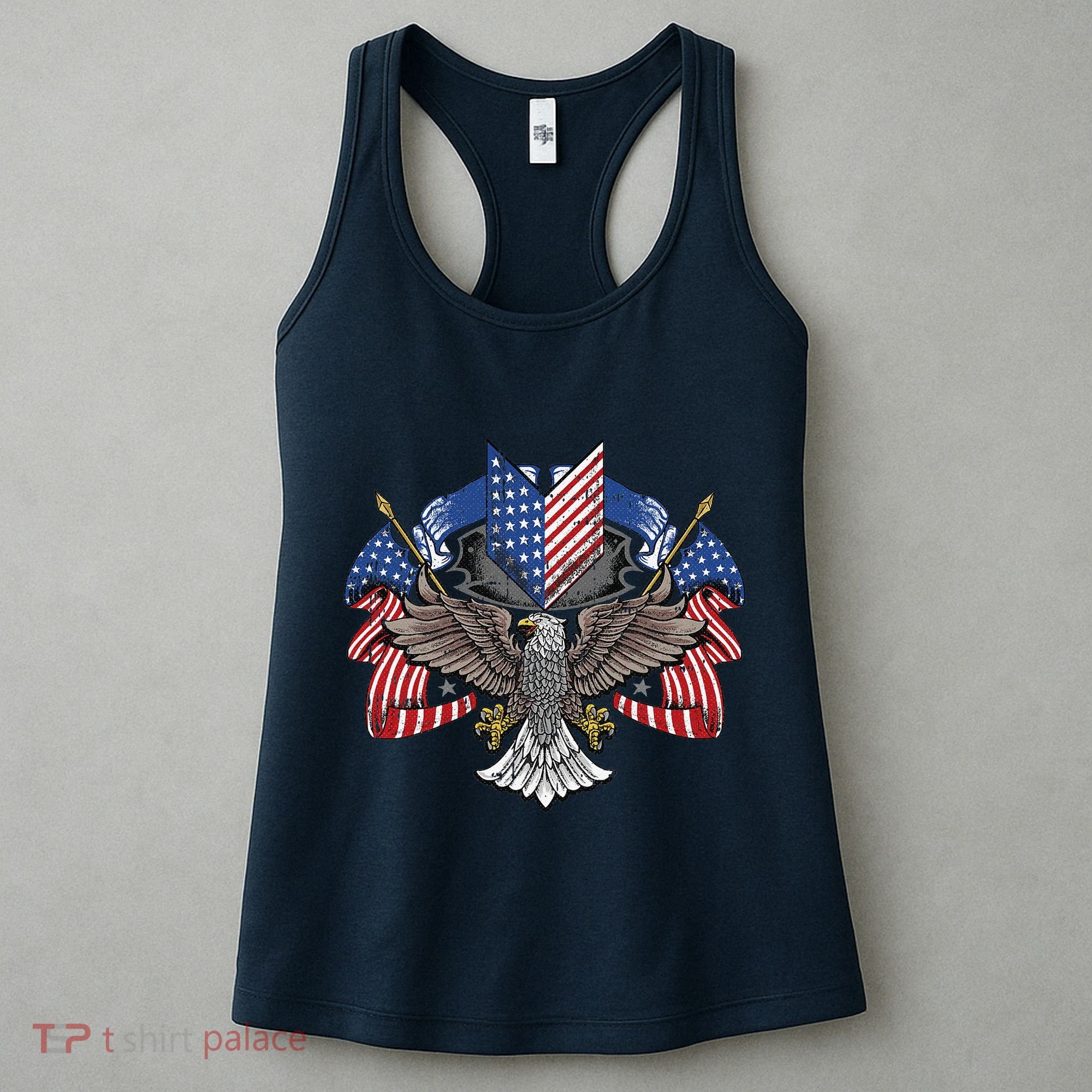 American Flag Shield 4th Of July USA Eagle Patriotic Women's Tank Top