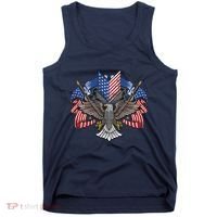 American Flag Shield 4th Of July USA Eagle Patriotic Tank Top thumb 0