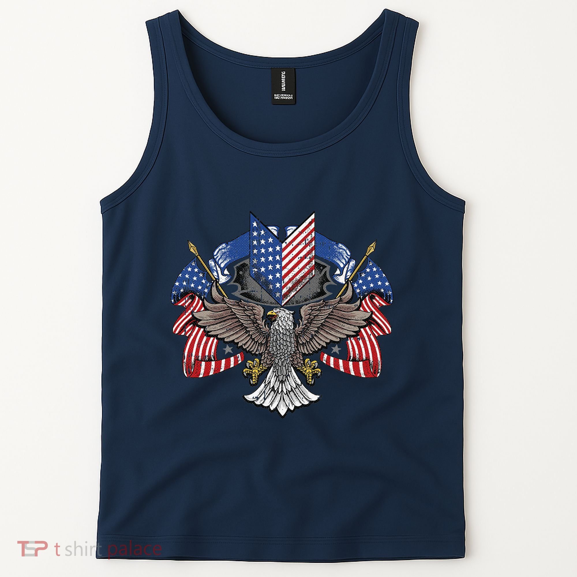 American Flag Shield 4th Of July USA Eagle Patriotic Tank Top