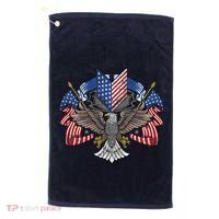 American Flag Shield 4th Of July USA Eagle Patriotic Golf Towel thumb 0