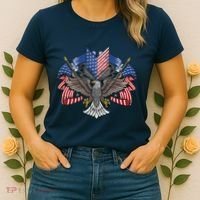 American Flag Shield 4th Of July USA Eagle Patriotic Women's T-Shirt thumb 2