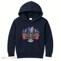 American Flag Shield 4th Of July USA Eagle Patriotic Kids Hoodie thumb 0