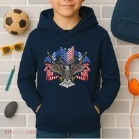 American Flag Shield 4th Of July USA Eagle Patriotic Kids Hoodie thumb 2