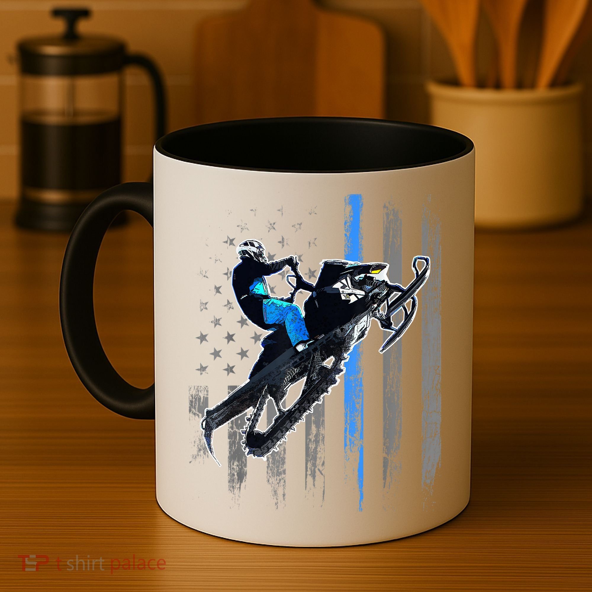 American Flag Snowmobile Gift Snowmobile Riding Gift Meaningful Gift Coffee Mug
