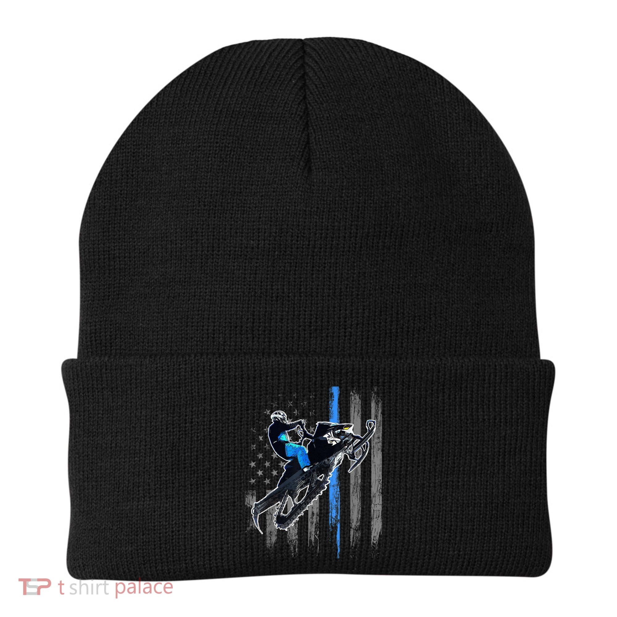 American Flag Snowmobile Gift Snowmobile Riding Gift Meaningful Gift Beanie