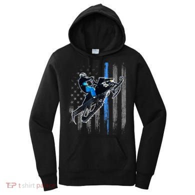 American Flag Snowmobile Gift Snowmobile Riding Gift Meaningful Gift Women's Hoodie