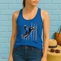 American Flag Snowmobile Gift Snowmobile Riding Gift Meaningful Gift Women's Tank Top thumb 2
