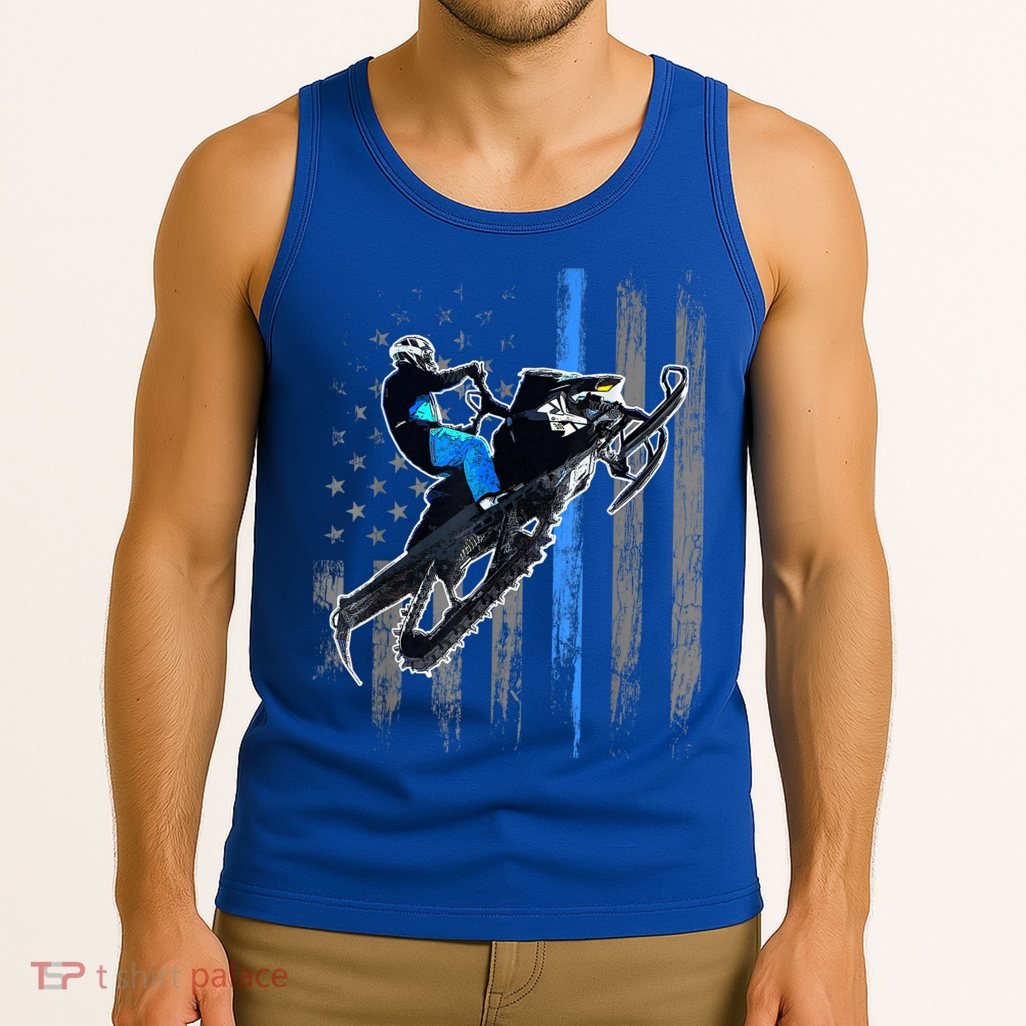 American Flag Snowmobile Gift Snowmobile Riding Gift Meaningful Gift Tank Top