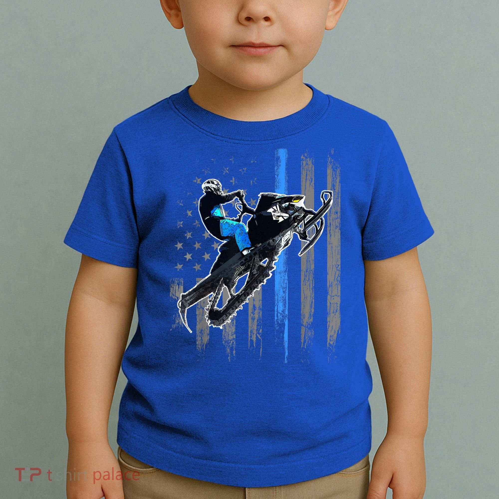 American Flag Snowmobile Gift Snowmobile Riding Gift Meaningful Gift Toddler T-Shirt
