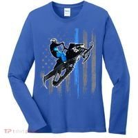 American Flag Snowmobile Gift Snowmobile Riding Gift Meaningful Gift Women's Long Sleeve Shirt thumb 0