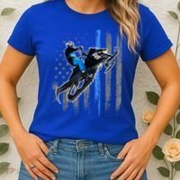 American Flag Snowmobile Gift Snowmobile Riding Gift Meaningful Gift Women's T-Shirt thumb 2