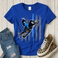 American Flag Snowmobile Gift Snowmobile Riding Gift Meaningful Gift Women's T-Shirt thumb 3