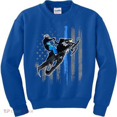 American Flag Snowmobile Gift Snowmobile Riding Gift Meaningful Gift Kids Sweatshirt