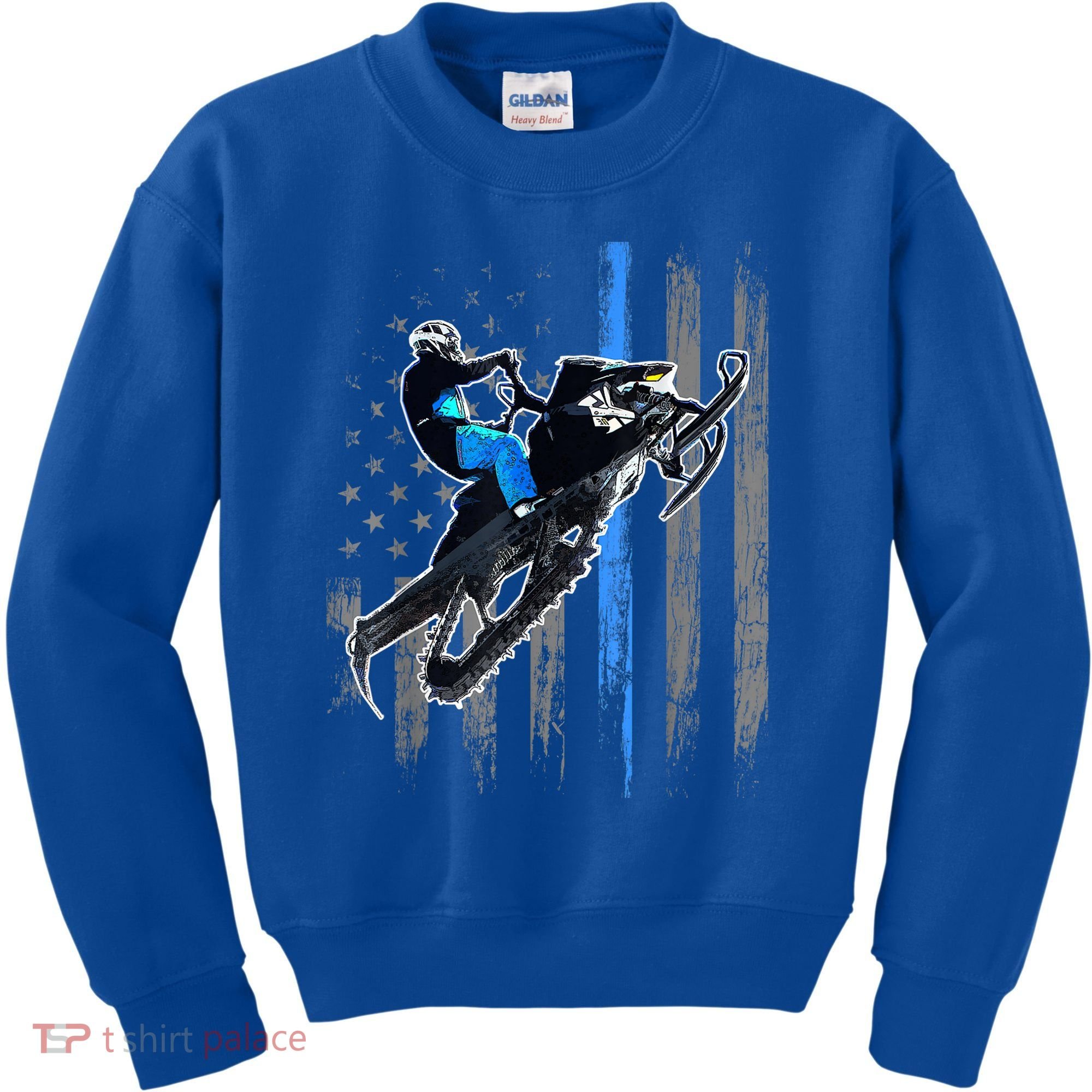 American Flag Snowmobile Gift Snowmobile Riding Gift Meaningful Gift Kids Sweatshirt
