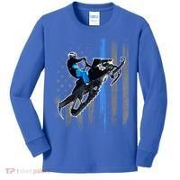 American Flag Snowmobile Gift Snowmobile Riding Gift Meaningful Gift Kids Long Sleeve Shirt thumb 0