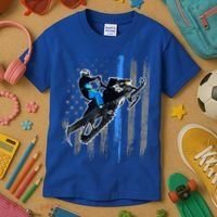 American Flag Snowmobile Gift Snowmobile Riding Gift Meaningful Gift Kids T-Shirt thumb 3