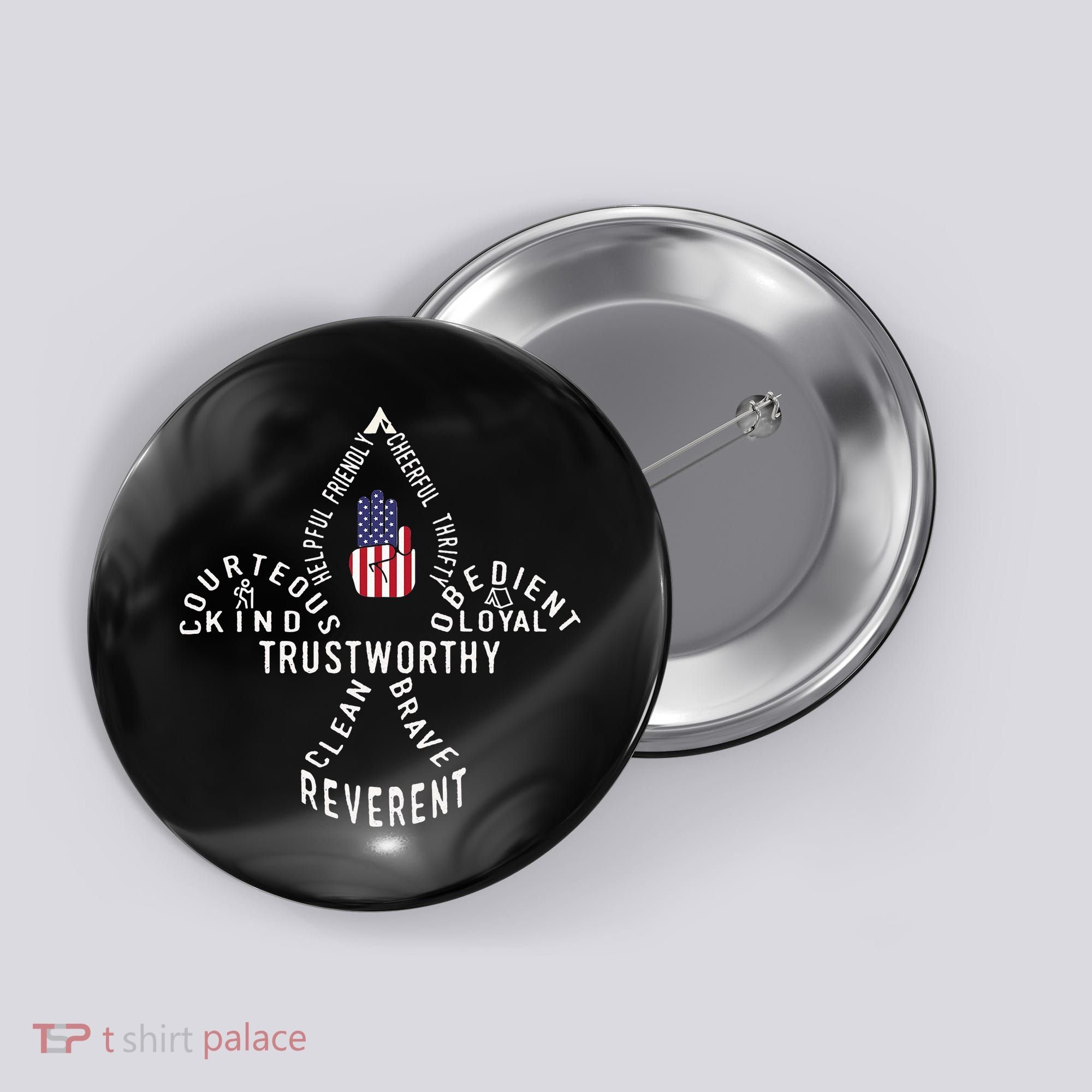 America Flag Scouting law Button