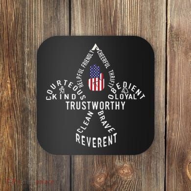 America Flag Scouting law Coaster