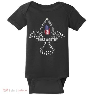 America Flag Scouting law Baby Bodysuit