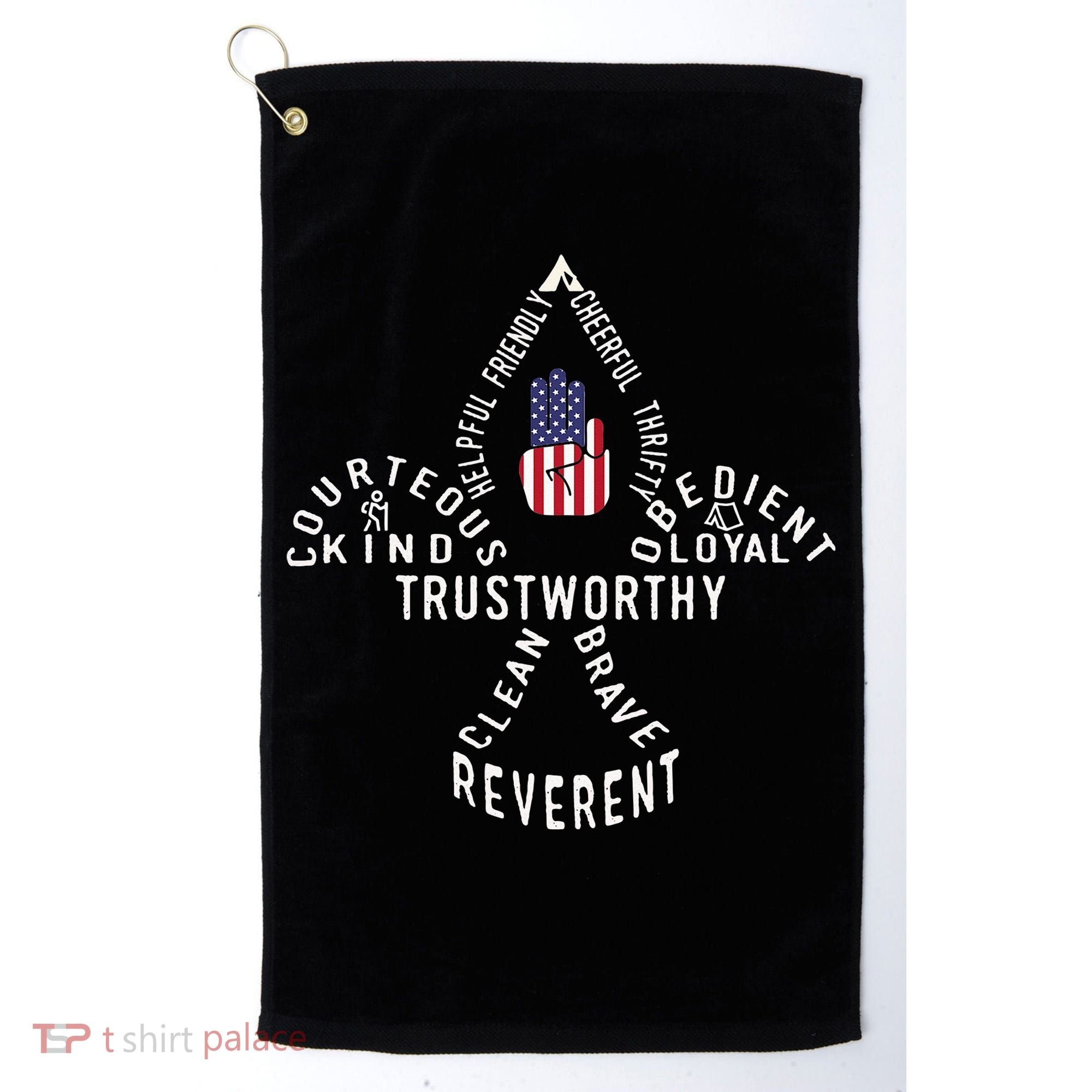 America Flag Scouting law Golf Towel