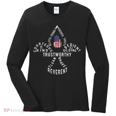 America Flag Scouting law Women's Long Sleeve Shirt