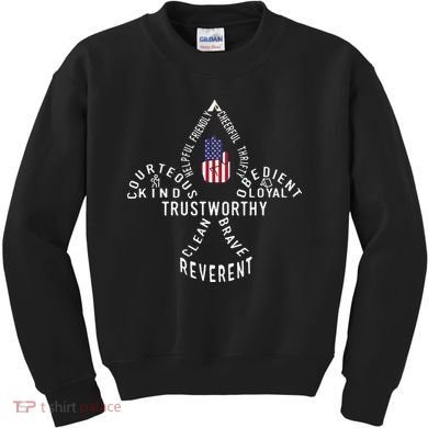 America Flag Scouting law Kids Sweatshirt