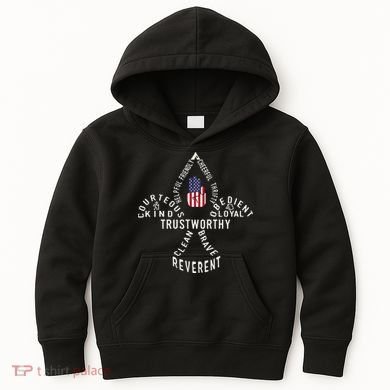 America Flag Scouting law Kids Hoodie